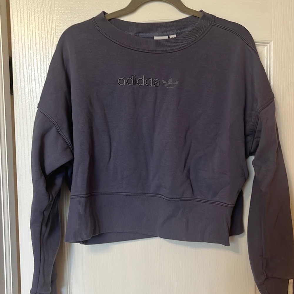 Purple adidas cropped crew neck